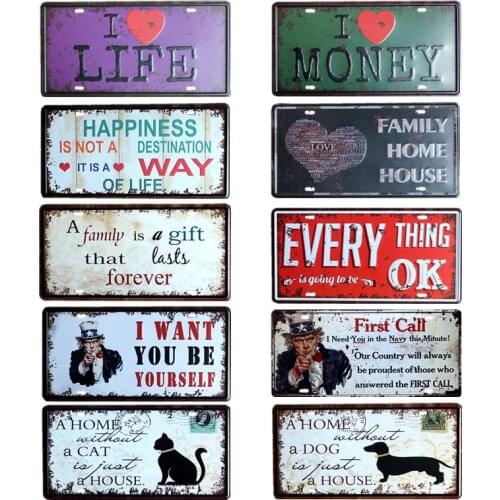 I LOVE LIFE Metal Plate Vintage Tin Signs Wall Poster Pub Decorative Bar Club Decoration Home Decor 15x30cm