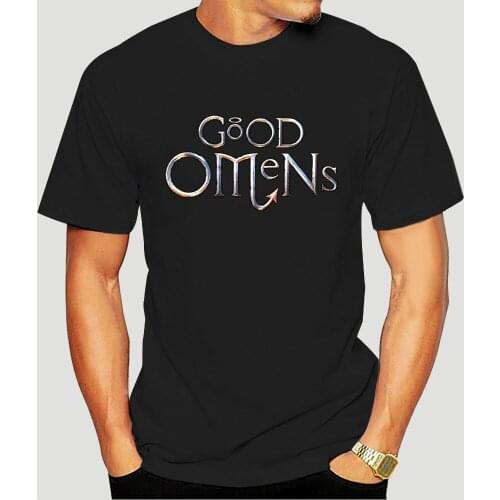 Good Omens T-Shirts Men Ineffable Aziraphale Crowley Demon Angel Humorous Tee Shirt Crew Neck T Shirts Classic Clothing-3739D