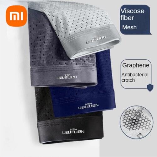 Xiaomi 4pcs/lot Cotton Mens Underpants Brand Boxer Shorts Homme Ice silk mesh panties Mens Boxers Breathable Panties