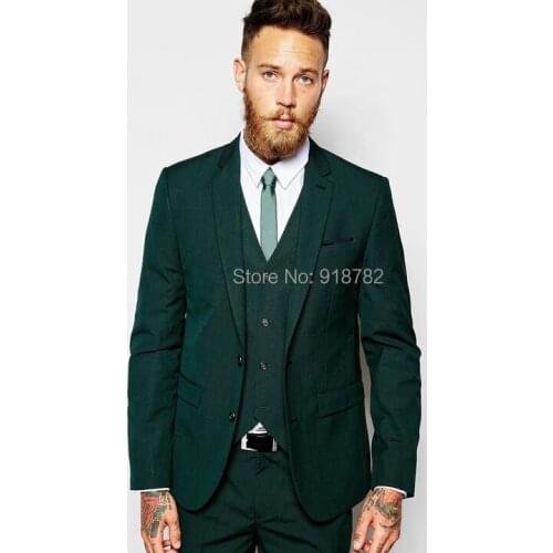 Men Suit For Wedding 2018 New Arrival Green 3 Pieces Set Ternos Masculino Slim Fit Costume Homme Wedding Groomsman Suit Tuxedo