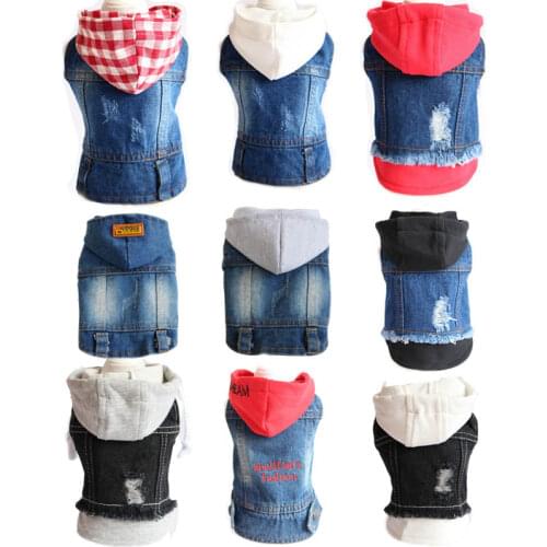 New Product 2020 Pet Hoodie Jacket For Dog Jeans Spring Dog Clothes Fashion Denim T-shirt Puppy Dog Vest Cowboy Cat Coat 10E