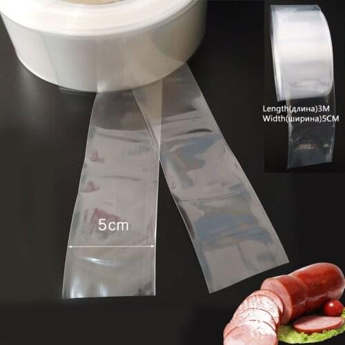 5 Meters Food Grade Casings for Sausage Salami Wide 50mm Shell for Sausage Maker Machine Hot Dog Plastic Casing Inedible Casings