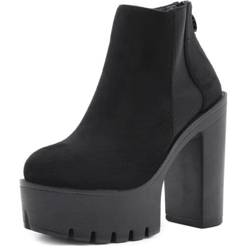 Autumn Fashion sexy round toe female boots Ankel Boots Women High heels Platform Shoes Wedges High Heels Black Women Boots