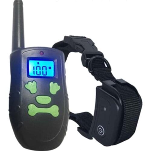 PT183 Dog Training Collar 300m/330 Yard Electronic Device Skull Button Keys BLue LCD with Safe Beep Vibration Shock for Dog