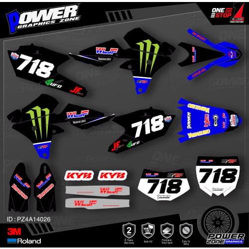 PowerZone Custom Team Graphics Backgrounds Decals 3M Stickers Kit For YAMAHA 14-18 YZ250F 15-18 YZ250FX WRF250 14-17 YZ450F 026