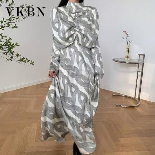 VKBN Summer Irregular Design Dresses Woman Folds Party Nigh Long Sleeve Turtleneck Dress Elegant Vestidos De Fiesta