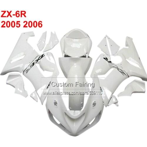All white Bodywork kit for Kawasaki zx6r zx 6r Ninja 2005 2006 05 06 fairings fairing RG101
