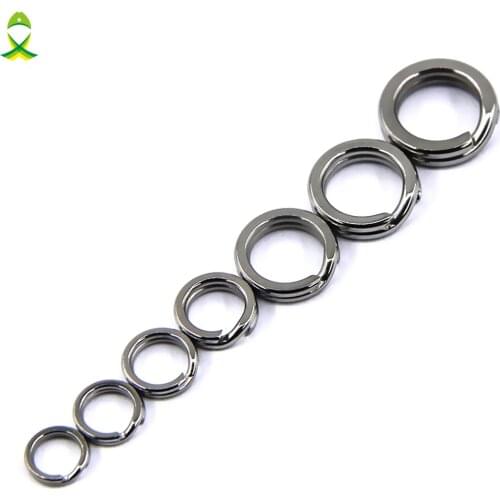 JSM 200 pcs/lot stainless steel solid split ring jigging lure fishing accessories for fishing hook tackle