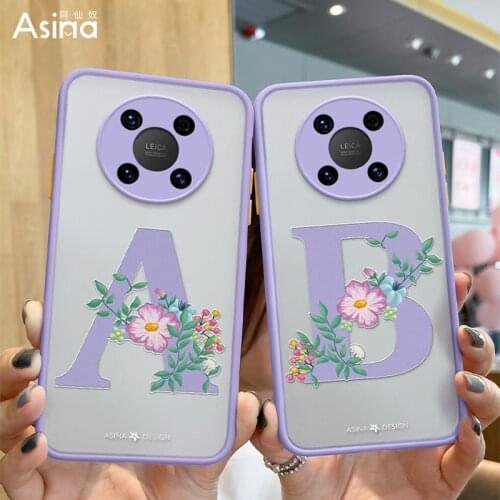 ASINA Transparent Matte Case For Huawei Mate 40 30 Pro Lite Initial Letter Cover Bumper For Mate 20 Fashion Fundas Alphabet