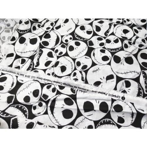 Skeleton Skull Christmas Fabric For Sewing Fat Quarter Quilting Patchwork Doll Kids 100x108cm