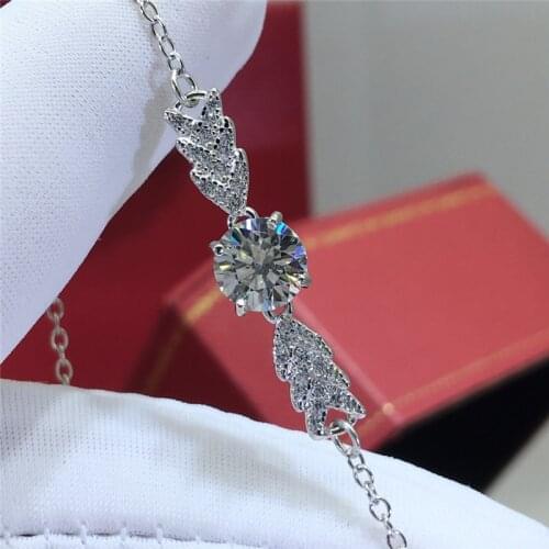Silver 1 Carat Excellent Cut Diamond Test Passed D Color High Clarity White Clarity Moissanite Cupid Arrow Bracelet for Women