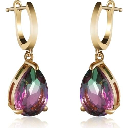 Luxury Water Drop Pear Shaped Gemstone Earrings Zircon Earrings Women Accessories silver Stud Earrings Fashion Wedding Earrings