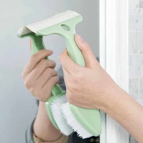 1Pcs Two Head Bathroom Cleaning Brush Bathtub Ceramic Wiper Board Soft Rubber Glass Scraping Desktop Household Kitchen Tools