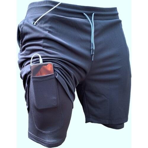 Mens 2 in 1 Running Shorts Gym Sport Shorts Men Jogging Fitness Shorts Quick Dry Beach Short Pants Male Summer Workout Botttoms