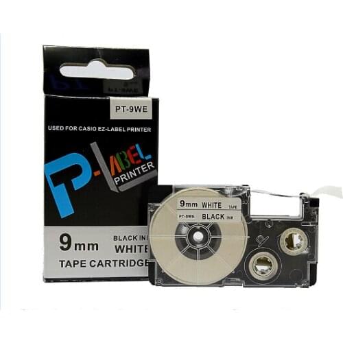 Comapatible label tape 9mm black on white XR-9WE1 used for EZ Label maker for KL-430/1500/2000/7000/750/780