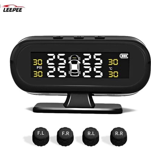 Temperature Warning Fuel Save Car Tyre Pressure Monitor Solar TPMS With 4 External Sensors Tire Pressure Monitoring System