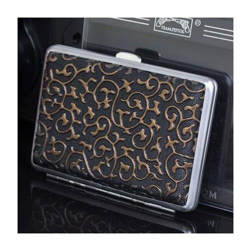 Holds 14pcs Exquisite Leather Men Thin Cigarette Case Portable Tobacco Box Storage Accessories Christmas Gadget Gifts