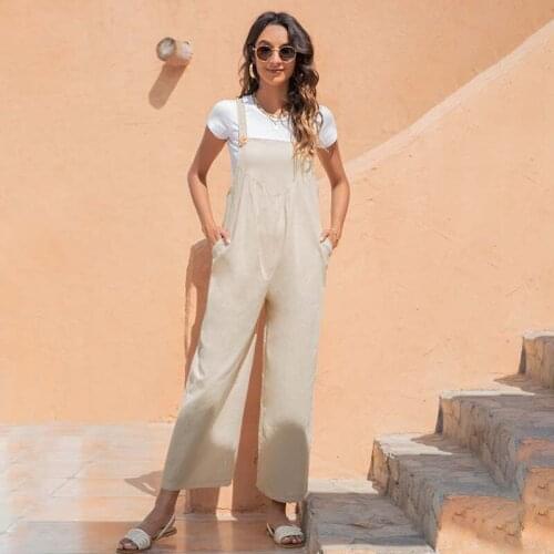 Womens Clothes Summer Jumpsuit Sleeveless Suspenders Straight Wide Leg Overalls Female Casual Plus Size Streetwear Jumpsuits