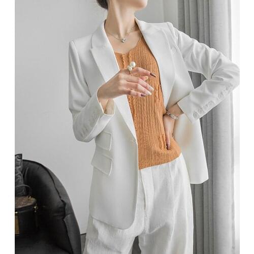 New arrival fashion spring suit casual oversized ladies OL temperament simple professional long-sleeve slim split chiffon suit