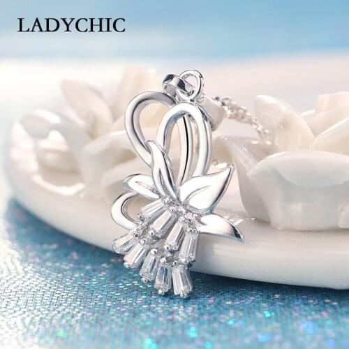 LADYCHIC Elegant Pendant Necklace for Women with CZ Zircon Personalised Design Dainty Jewelry Wedding/Party Accessories LN1017