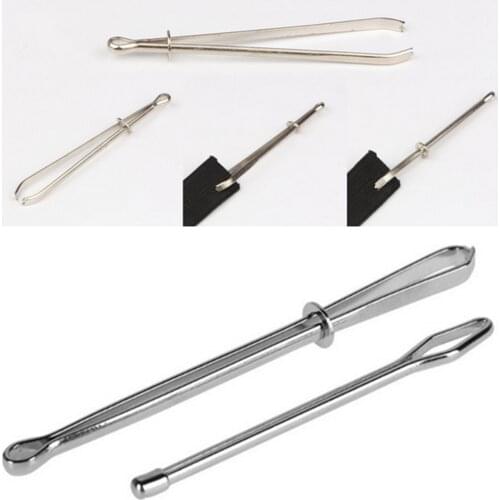 2pcs Stainless Steel Wear Elastic Rope Threaders Guide Belt Ribbon Wearing Tools Clip Tweezers Craft Sewing Accessories