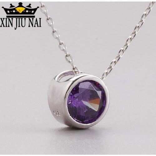 2020 Hot arrives s925 sterling silver fashion violet intoxicating luminous beaded amethyst diy purple gem beads necklace pendant