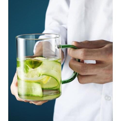 400ML High Borosilicate Glass Cup Colorful Handle Men And Women Office Tea Milk Cups Household Drinking Mug