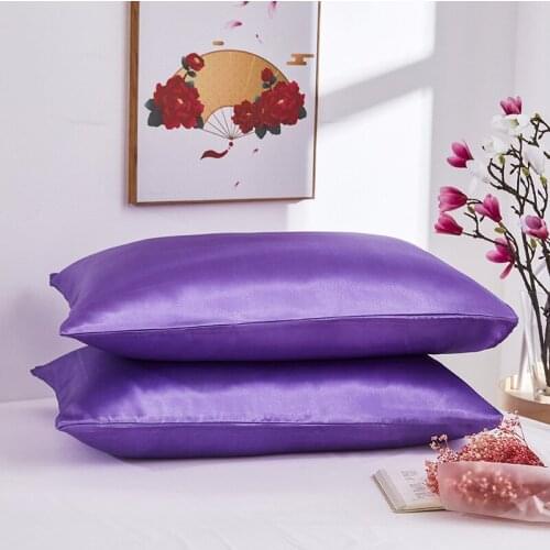Satin Imitation Silk Pure Color Bedding Pillow Soft Pillowcase Pillow Cover Chairs Cushion Cover Home Decor Solid Plain Dyed