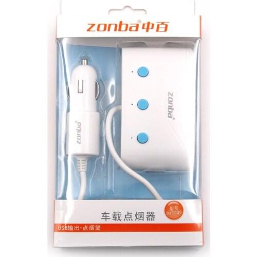 Newest Three in one car charger double USB port for iPhone iPad Samsung S7 adapter 2 usb 2.1A Car charger socket with switch