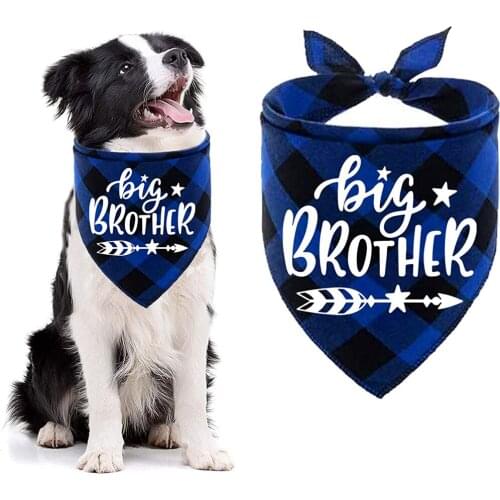 Big Brother Plaid Dog Bandana Pregnancy Announcement Dog Bandana Gender Reveal Photo Prop Pet Scarf Accessories Pet Scarves