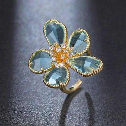 Brillian 2020 New Bohemian Large Flower Color Adjustable Ring Jewlery for Women Wedding Ball Accessories Gifts