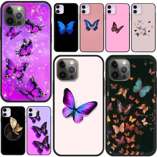 Butterfly Pattern Silicone Phone Case For iPhone 11 Pro 12 Mini X XS Max XR 7 8 6 6S Plus SE 2020 Bumper Cover Coque Fundas