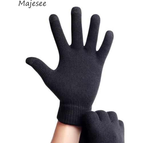 Black Gloves Men Winter Keep Warm Thicker Touchscreen Non-slip Mens All Match Full Finger Top Quality Cold-Proof Mittens Chic
