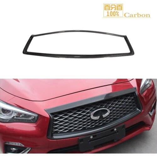 For Infiniti Q50 Carbon Fiber Front Grill Decoration Cover 2015 2016 2017