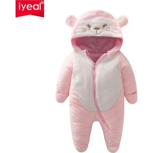 IYEAL Newborn Baby Romper Winter Outwear Girls Boys Clothes Warm Coral Fleece Infant Clothing Animal Overalls Toddler Jumpsuit