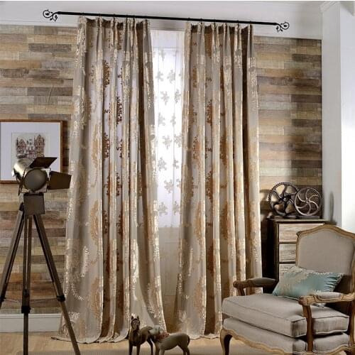 European Curtains Flocked Jacquard Tulle Curtains Green Brown Blue Velvet Curtains for Living Room Luxury Curtains for Bedroom