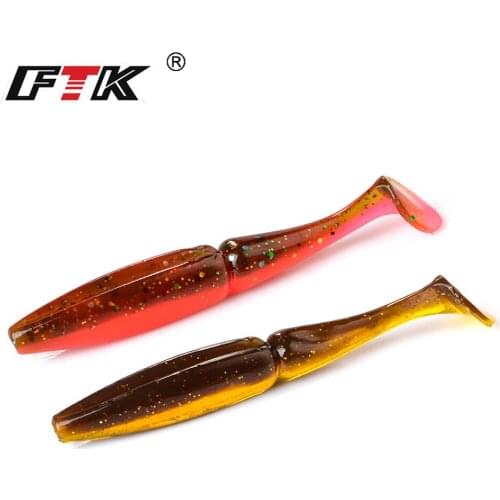 FTK 10pcs/6pcs/Pack 90mm/105mm Wobblers Fishing Soft Lure Artificial Silicone Bait Carp Head Flat Tail Seawater Freshwater