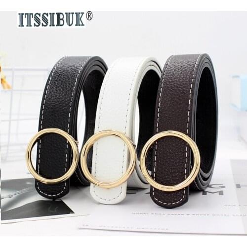 ITSSIBUK 2019 Wind belt decoration flat round buckle fashion simple smooth buckle wide belt