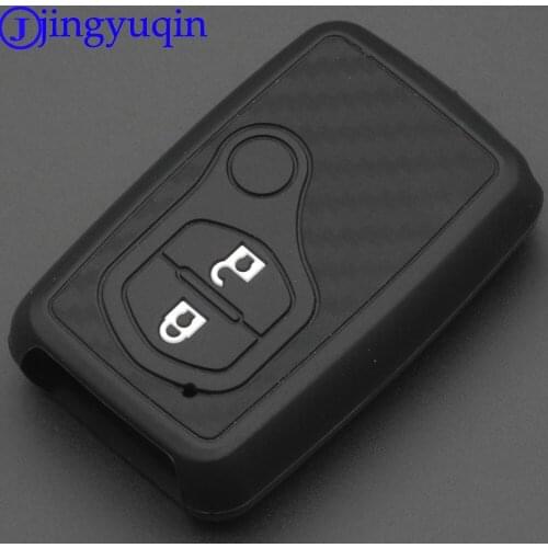 Jingyuqin 2/3 Buttons Remote Carbon Silicone Car Key Case Cover For Toyota Camry Crown RAV4 Corolla Prado Prius