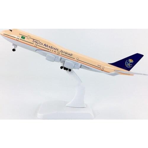 20CM Boeing B747 Saudi Arabian Airlines Airplanes Plane Aircraft Alloy Model Toy With Landing Gear Toys Collections