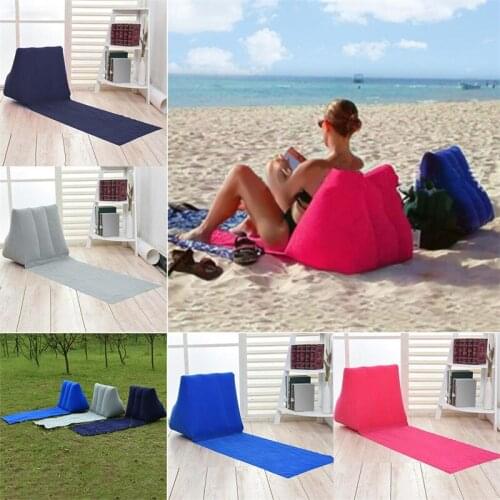 Soft Inflatable Beach Mat Festival Camping Leisure Lounger Back Pillow Cushion Chair