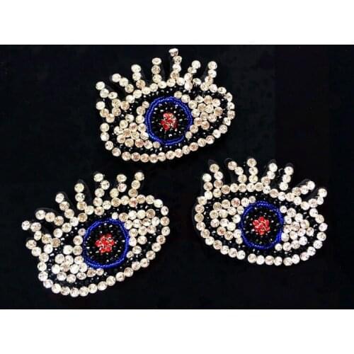Blueeye beaded patches embroidered fabric patch applique parche patches for clothing parches para bordados para roupa