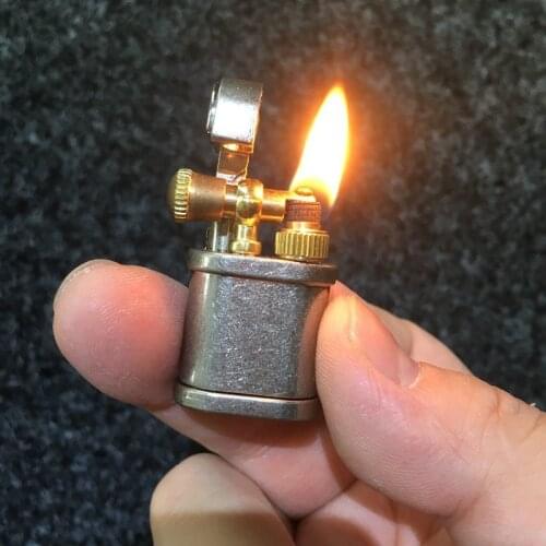 New Novelty Vintage Mini Kerosene Lighter Nostalgic Arm Rubbing Flintstone Wheel Gasoline Machine Poratble Smoking Gadgets