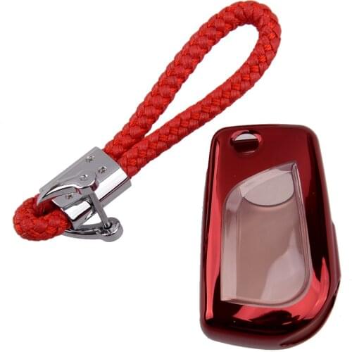 New Red Car Key Fob Cover Case Chain Fit For Toyota RAV4 Camry C-HR Corolla Hatchback Sedan 2020 2021