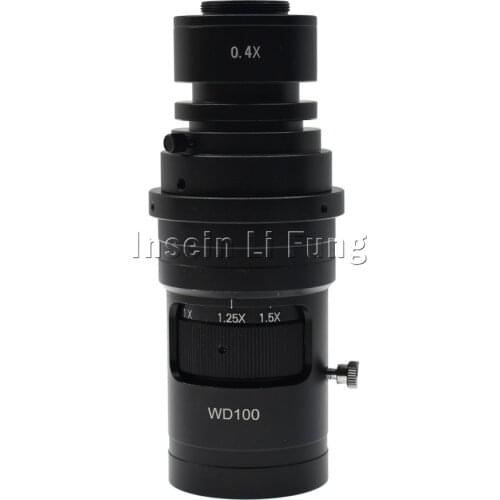 10X-200X Adjustable Magnification 25mm Zoom C-mount Lens 0.7X~5X For Video Microscope Camera Working Distance 100mm-150mm