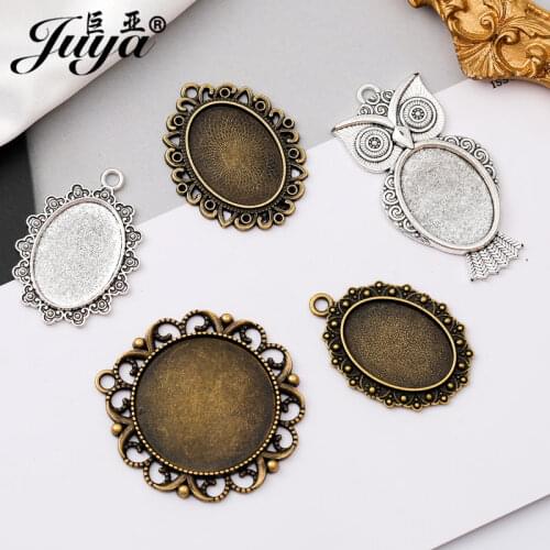 5pcs/lot 18x25mm Oval Pendant Cabochon Base Punk Vintage Style Tray Charms For Jewelry Making Diy Handmade Resin Accessories