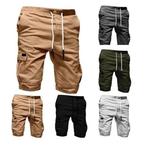 Hot Men Shorts Casual Jogger Shorts Pokects Solid Elastic Sports Cargo Military Combat Workout Gym Summer Mens Trousers New