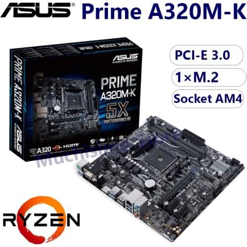 Socket AM4 ASUS PRIME A320M-K AMD Ryzen Socket AM4 DDR4 VGA M.2 PCI-E 3.0 USB 3.1 Micro-ATX For Gaming HDMI-compatible New
