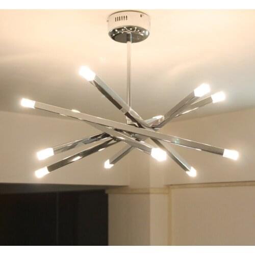 Modern long chandelier LED designer chandelier Kitchen Branch Lights Fixtures Loft Decoration silver lamp