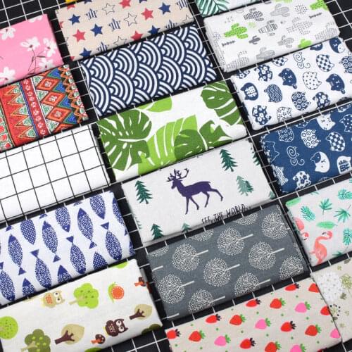 Cotton Linen Printed Fabric DIY Sewing Material Patchwork Sofa Curtain Tablecloth Plaid Fabric